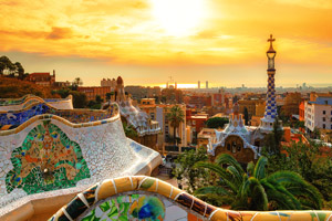 Sunset view of Barcelona