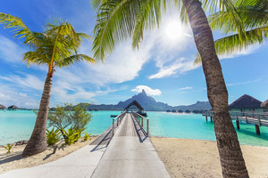Beach walk in Bora Bora