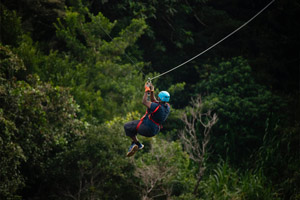 A person zip lining in Costa Rica