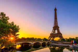 The Eiffel Tower at sunset