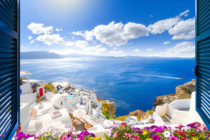 A view from a window in Santorini