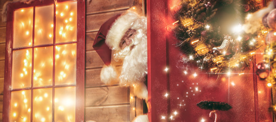 Santa clause in his home