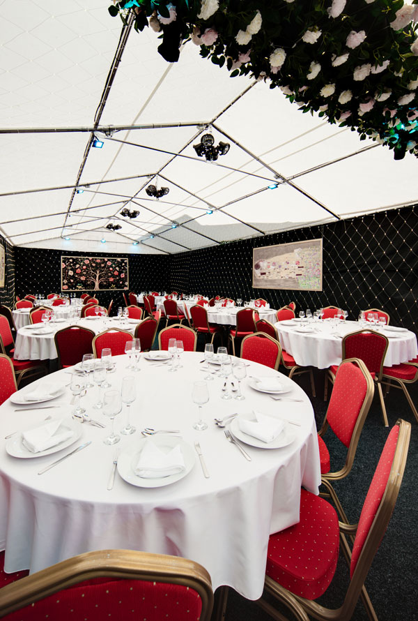 A room set up for a corporate event