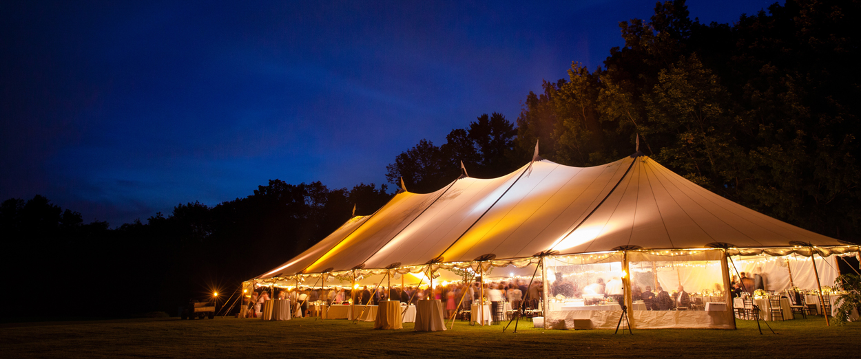 A marquee wedding at night