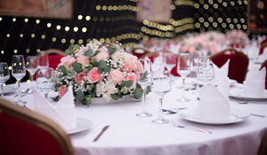 A table set up for a wedding