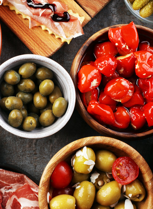 Tapas food on a table
