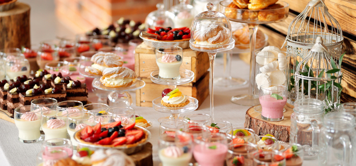 Buffet food at a wedding