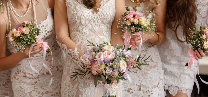 A bride with her bridesmaids