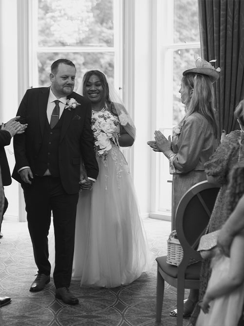 A couple getting married at Stone Court House