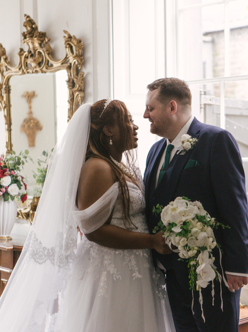 A couple getting married at Stone Court House