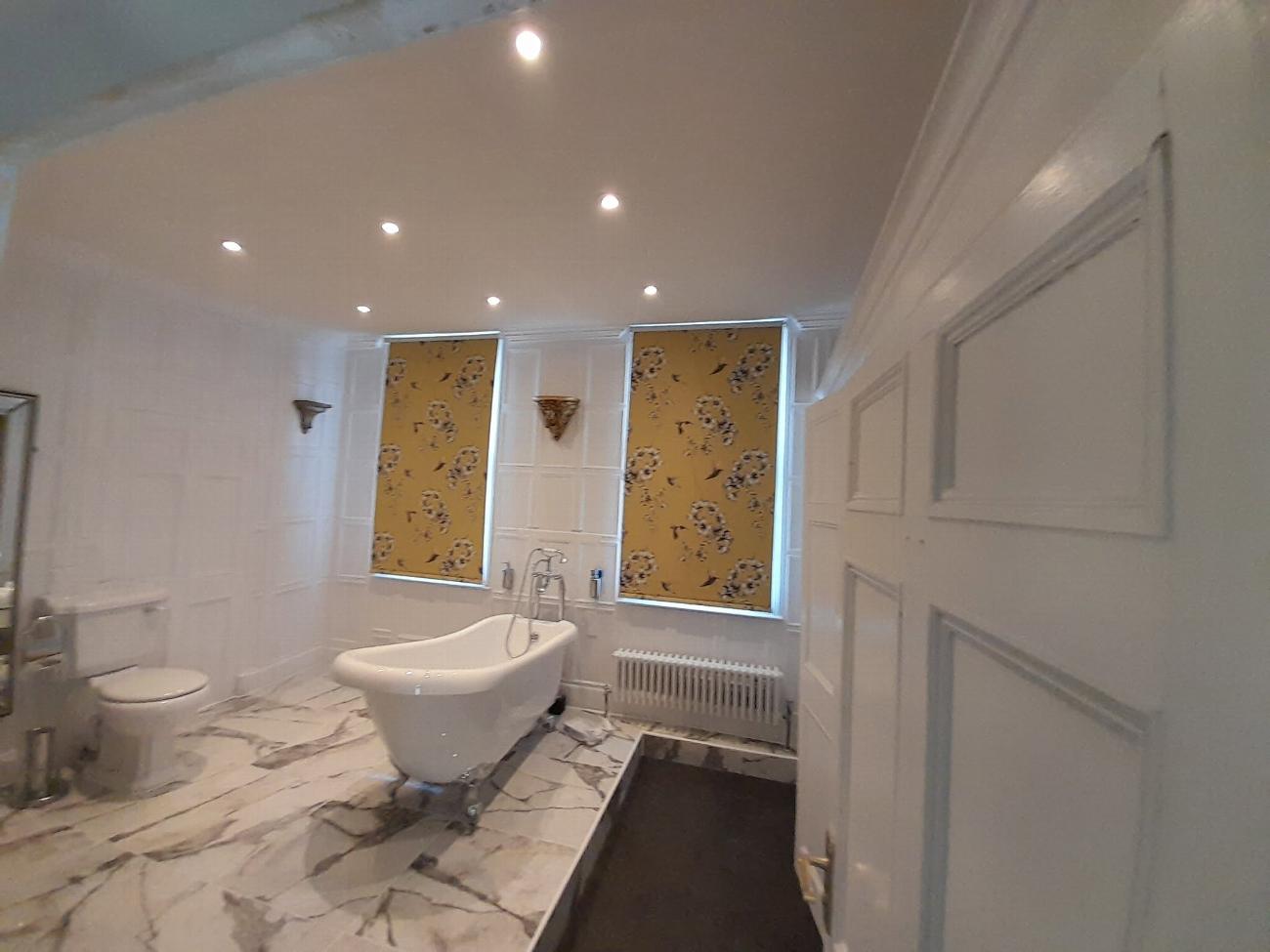 Bathroom area of the Judge Huddlestone room after restoration
