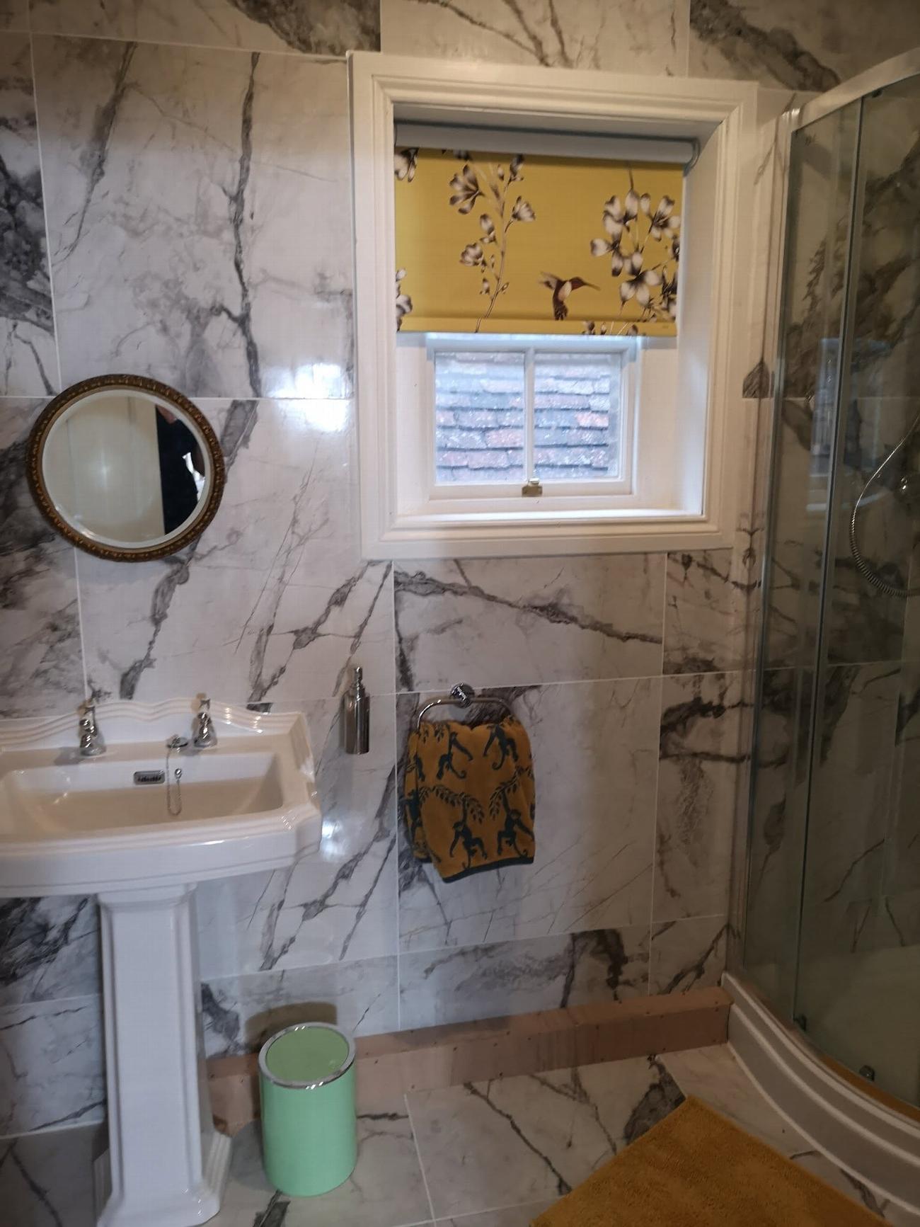 The restored en-suite bathroom serving the Judge Kay room
