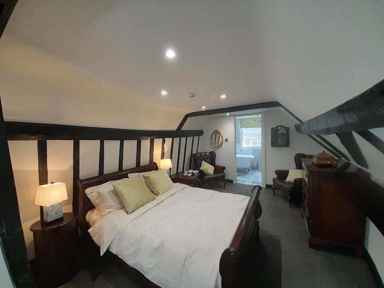 The restored Judge Rigby room beneath its sloping roofline