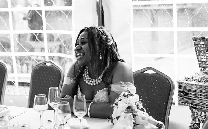 bride at wedding reception