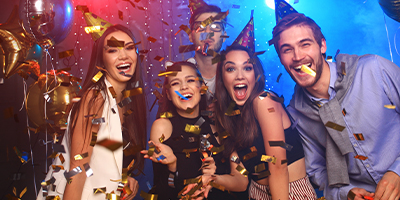 People celebrating at a birthday party