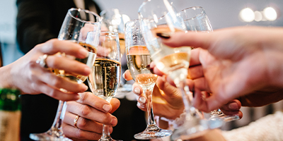 People making a toast with champagne