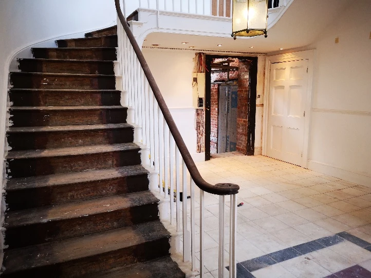 White Regency Staircase at Stone Court House before restoration